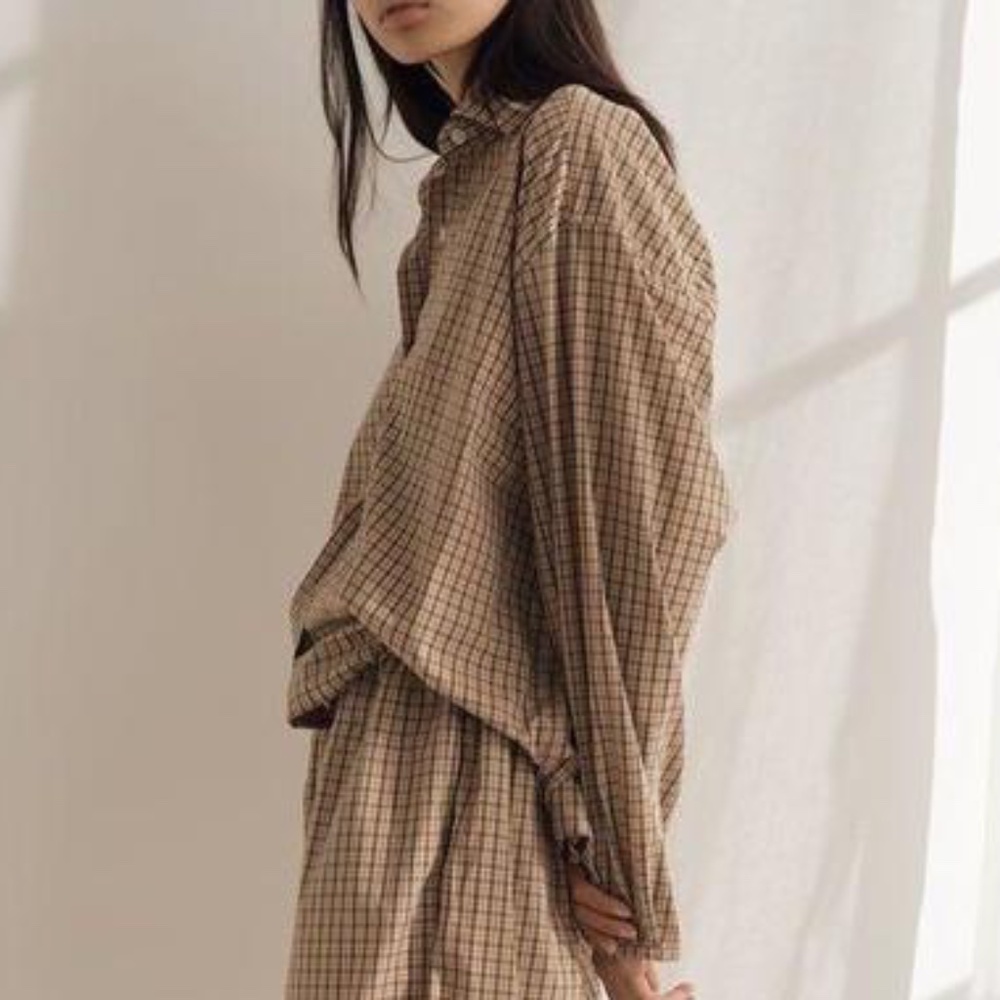 DEIJI STUDIOS  The Oversized Poplin Shirt Gingham Organic Cotton Check Grandpa M - Picture 3 of 16